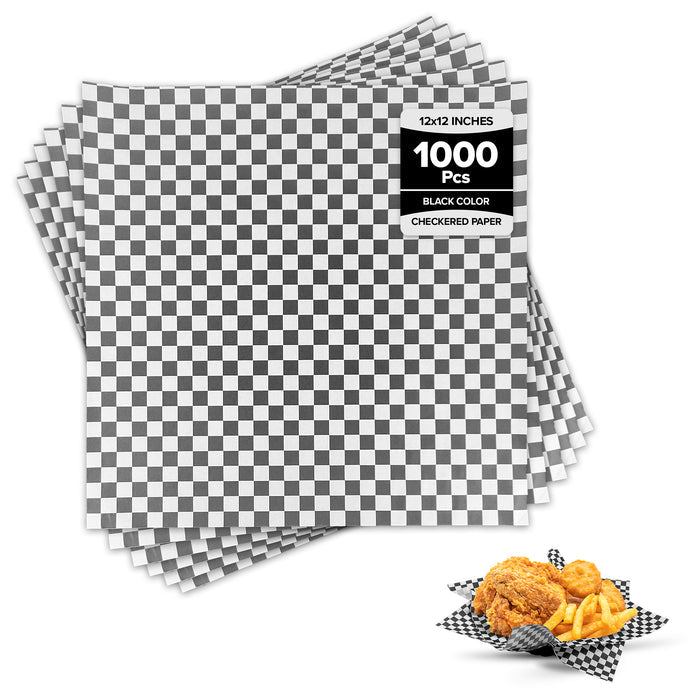 12x12 Black Checker Wrap Paper1000ct- Value Plus