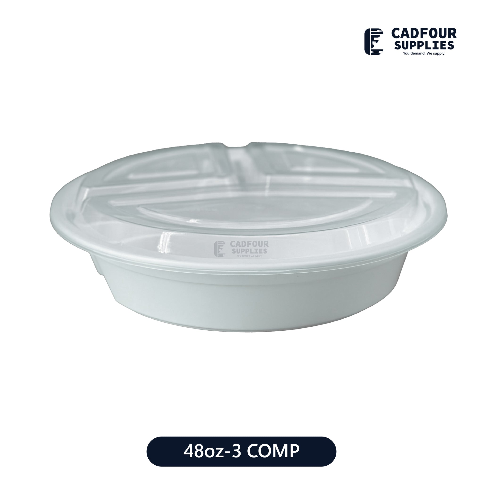 32oz Round 3 Compartments W/ Clear Lid-RC348 PCM/PPP