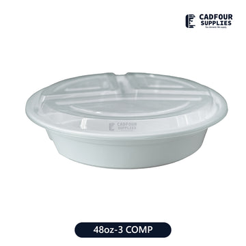 32oz Round 3 Compartments W/ Clear Lid-RC348 PCM/PPP
