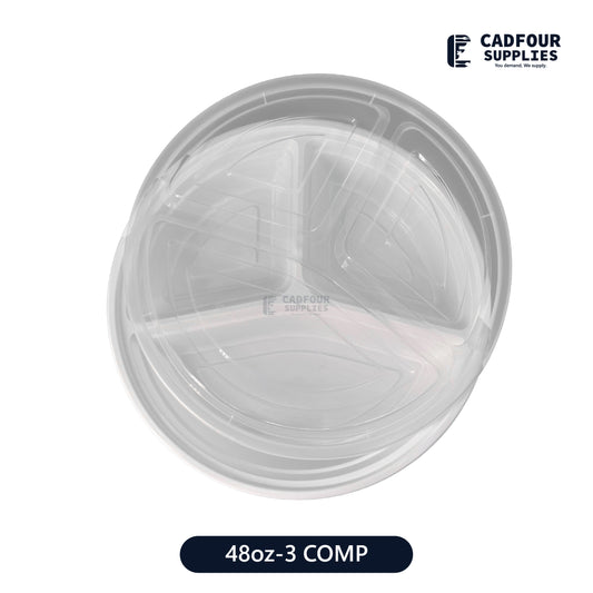 32oz Round 3 Compartments W/ Clear Lid-RC348 PCM/PPP