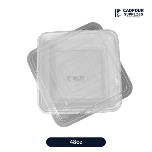 48oz Rectangular Containers W/ Clear Lid-T48 PCM/PPP