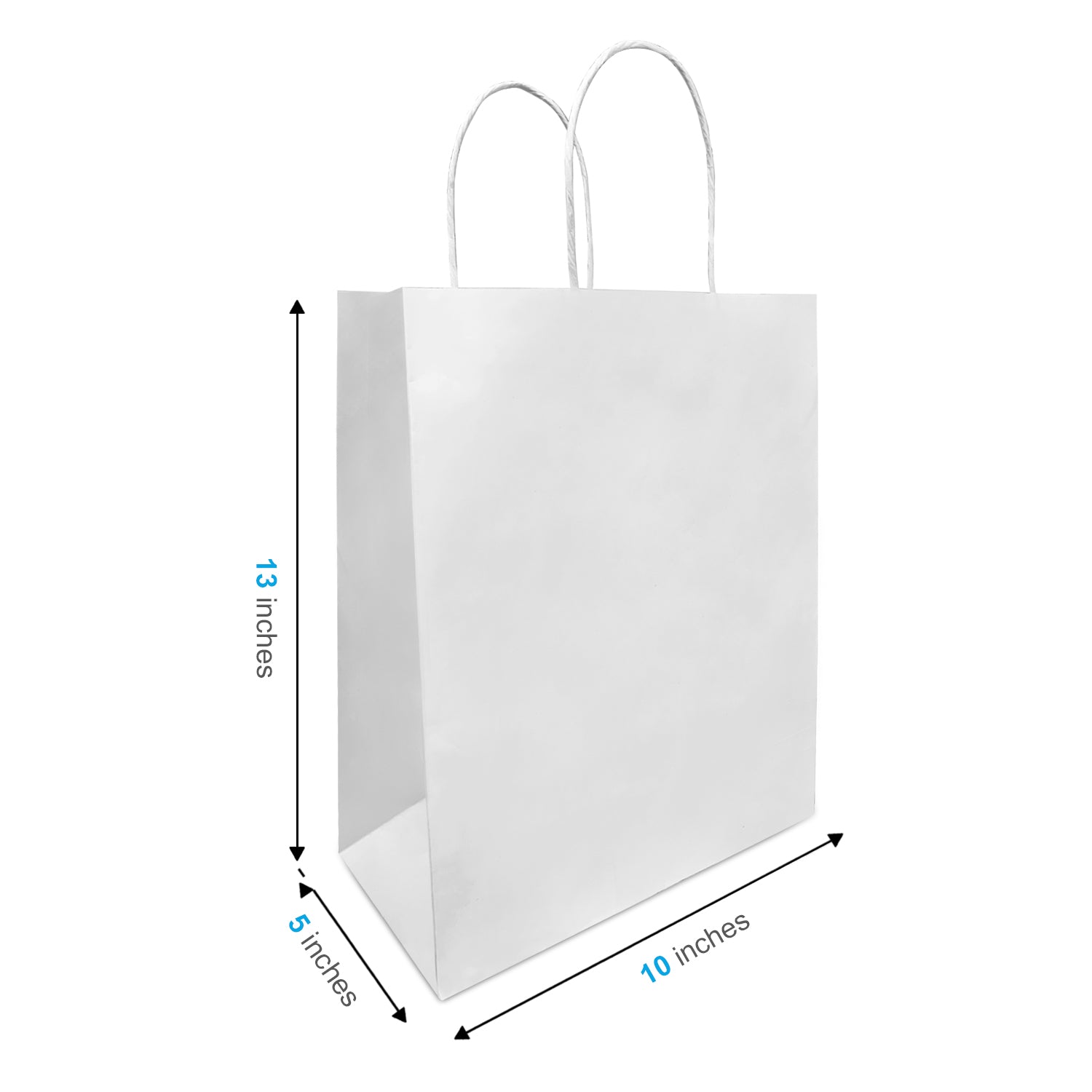 10x5x13 Paper Bag White with Handle