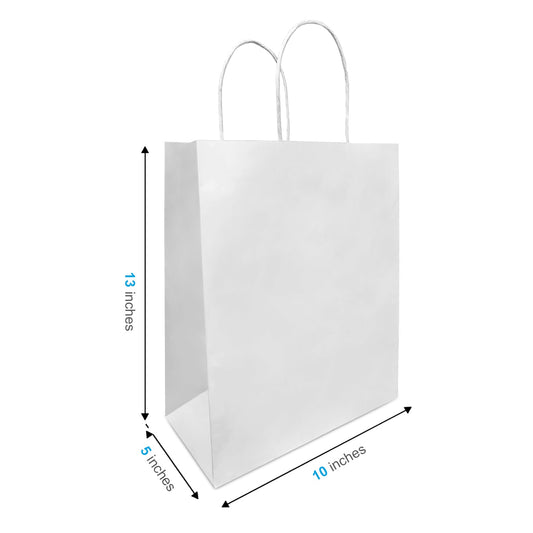 10x5x13 Paper Bag White with Handle