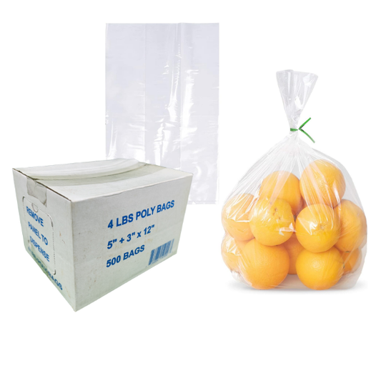 4 lb poly bags dispenser box with remove panel to dispense