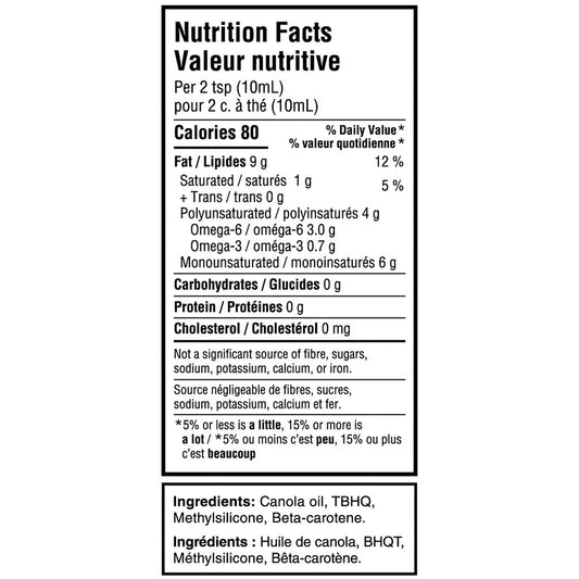 Canola oil 16 L label