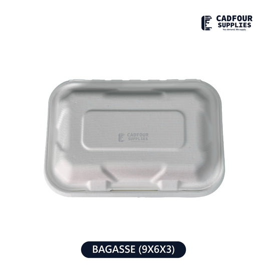 9x6 Bagasse Clamshell Containers 1 Compartment