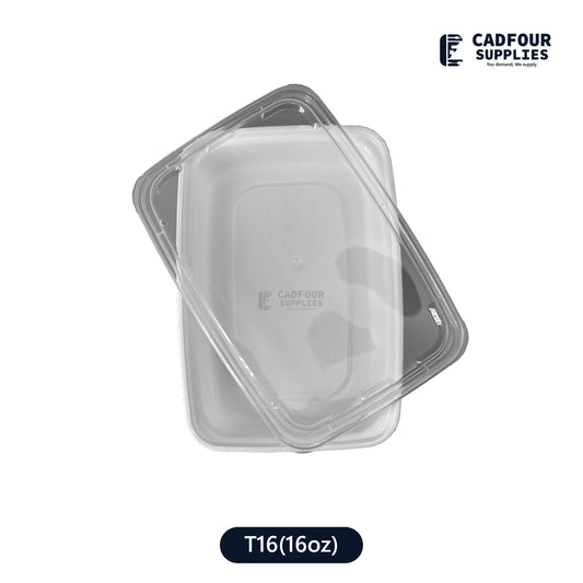 16oz Rectangular Containers W/ Clear Lid-T16 PCM/PPP