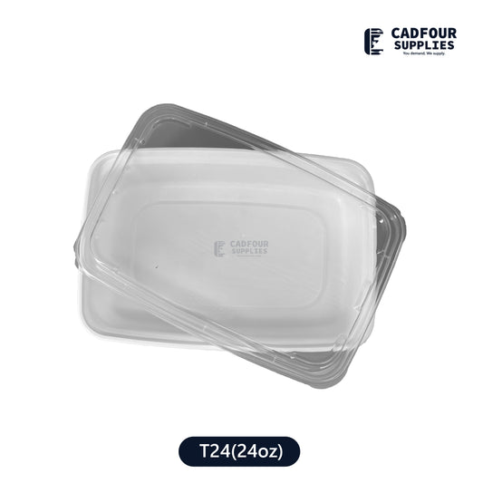 24oz Rectangular Containers W/ Clear Lid-T24 PCM/PPP