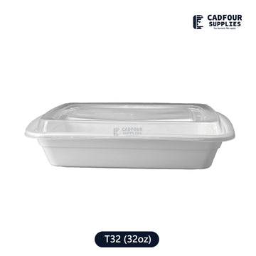 32oz Rectangular Containers W/ Clear Lid-T32 PCM/PPP