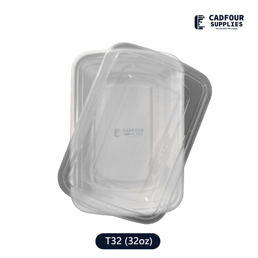 32oz Rectangular Containers W/ Clear Lid-T32 PCM/PPP