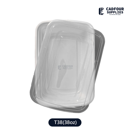 38oz Rectangular Containers W/ Clear Lid-T38 PCM/PPP
