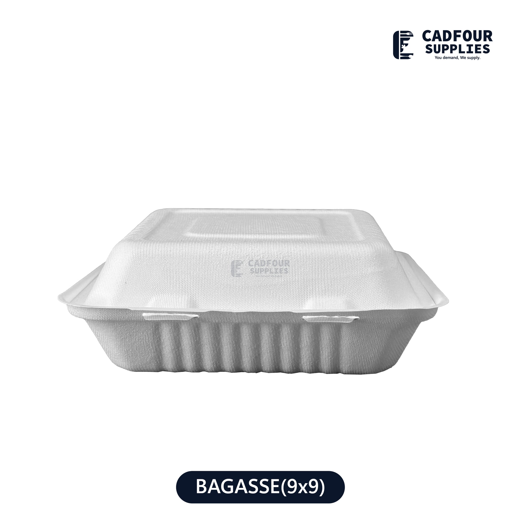 9x9 Bagasse Clamshell Containers 1 Compartment
