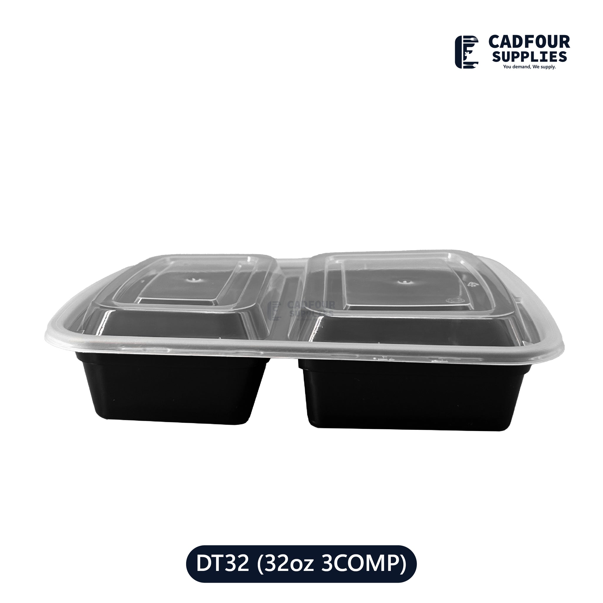 32oz Rectangular 2 Compartments  Containers W/ Clear Lid-DT32 PCM/PPP