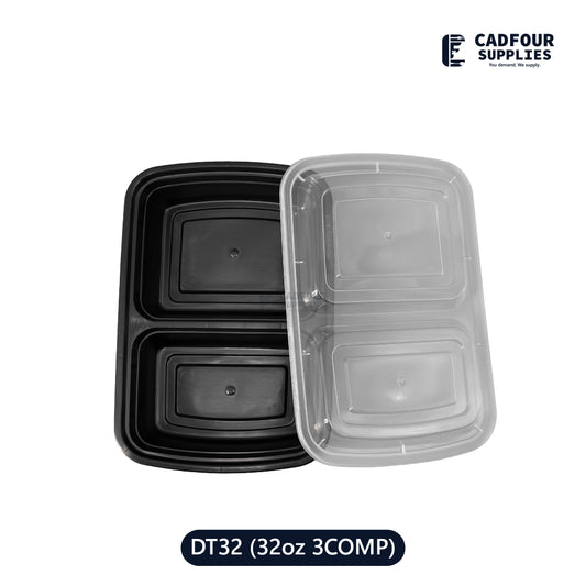 32oz Rectangular 2 Compartments  Containers W/ Clear Lid-DT32 PCM/PPP