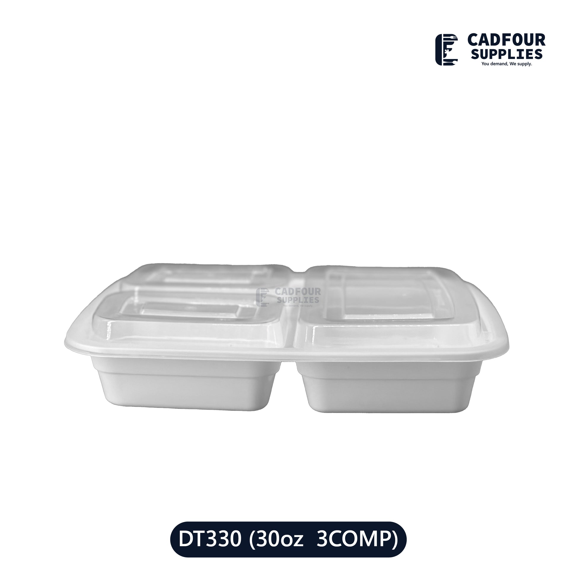 32oz Rectangular 3 Compartments Containers W/ Clear Lid-DT330 PCM/PPP