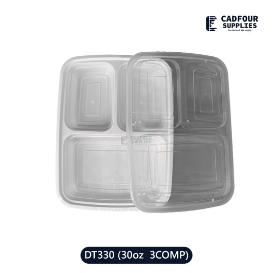 32oz Rectangular 3 Compartments  Containers W/ Clear Lid-DT330 PCM/PPP