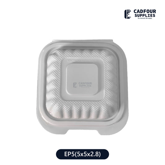 5x5 Plastic Hinged Connected Lid Containers-LR EP5