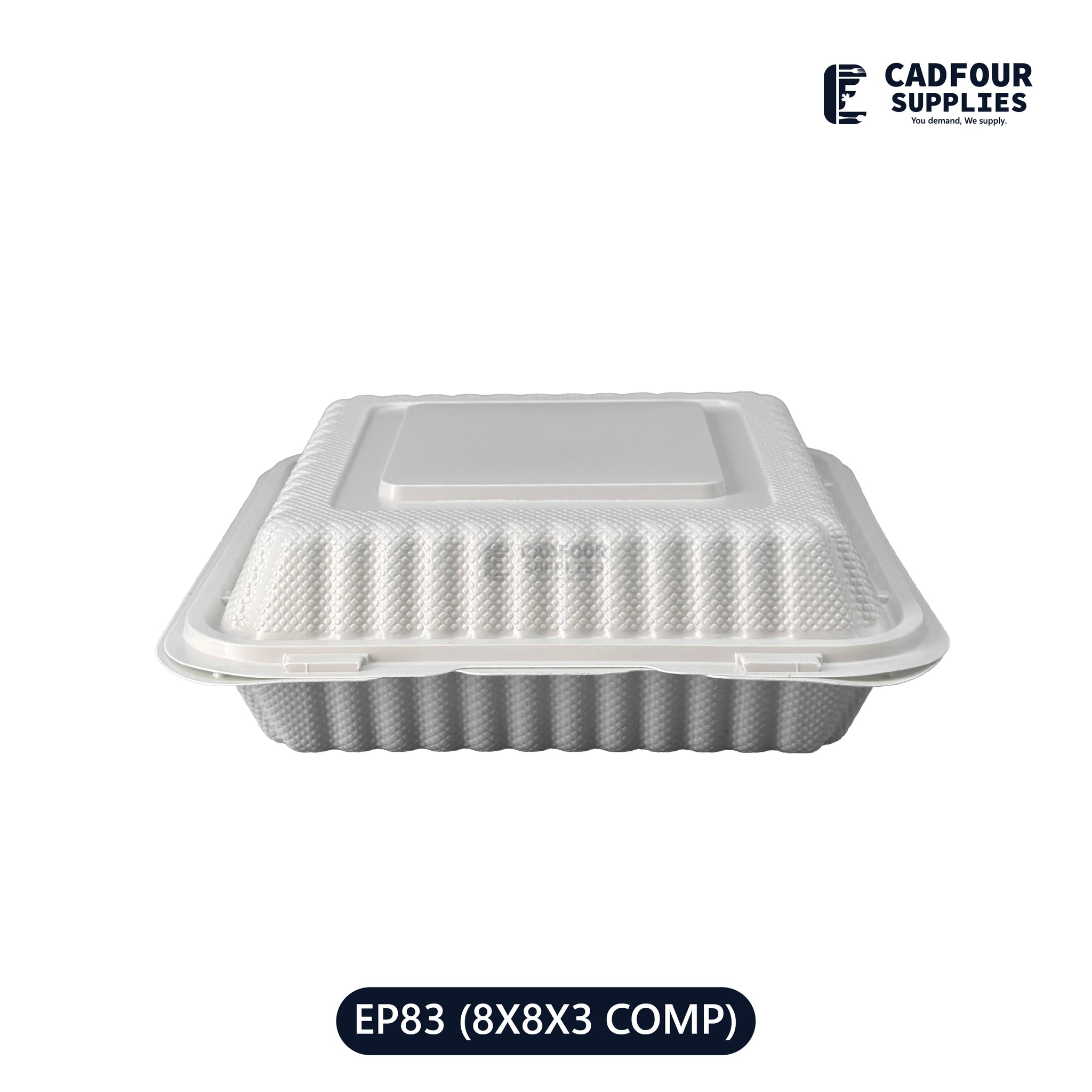 8x8 Plastic Hinged Connected Lid Containers 3 Compartments-LR EP83