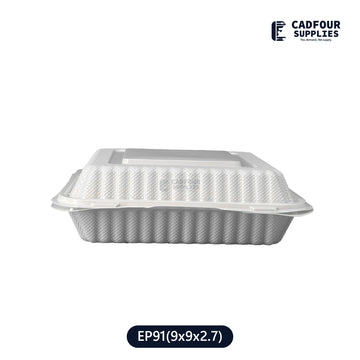 9x9 Plastic Hinged Connected Lid Containers-LR EP91