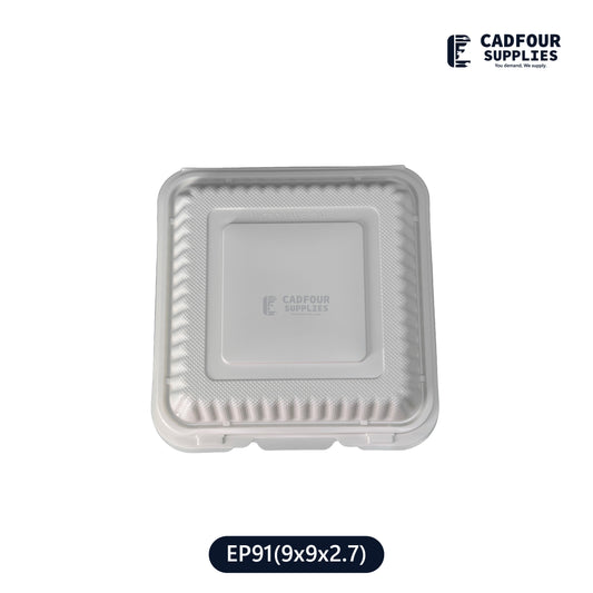 9x9 Plastic Hinged Connected Lid Containers-LR EP91