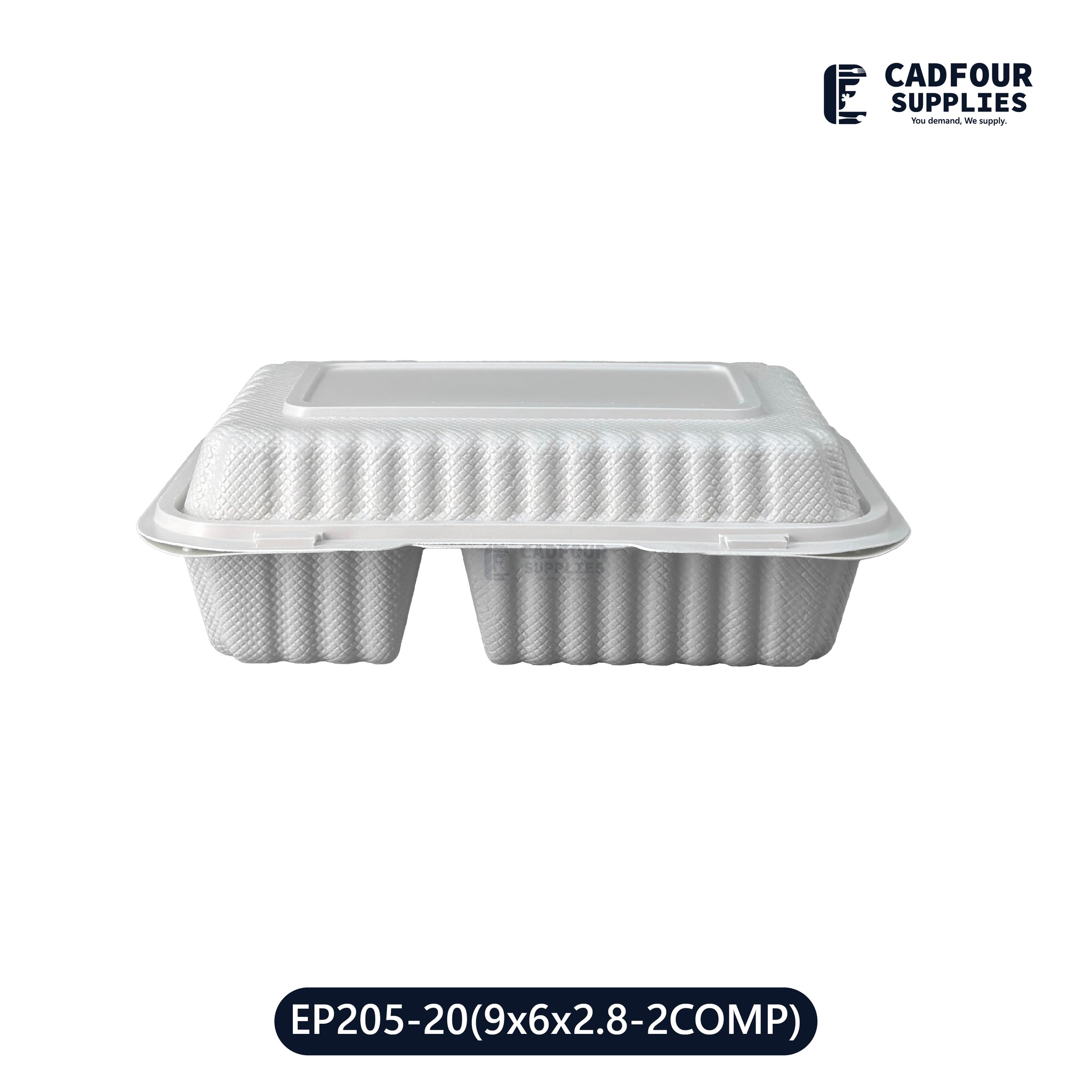 9x6 Plastic Hinged Connected Lid Containers 2 Compartments-LR EP205-20