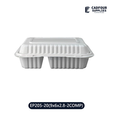 9x6 Plastic Hinged Connected Lid Containers 2 Compartments-LR EP205-20