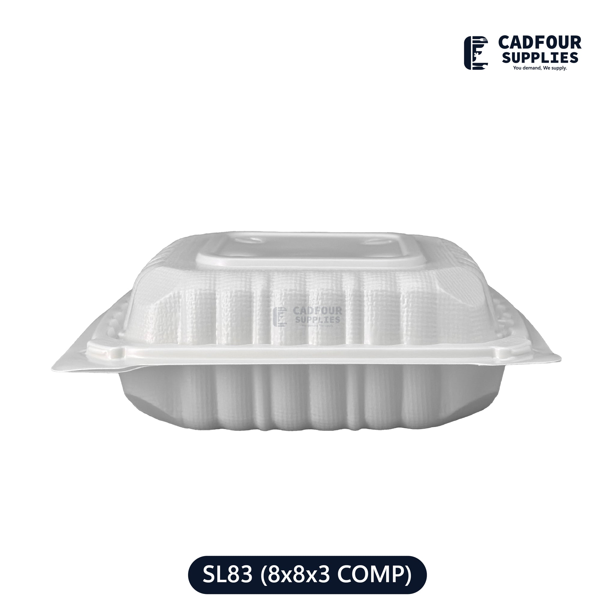 8x8 Plastic Hinged Lid Containers 3 Compartments-SL83