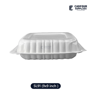 9x9 Plastic Hinged Lid Containers 1 Compartments-SL91