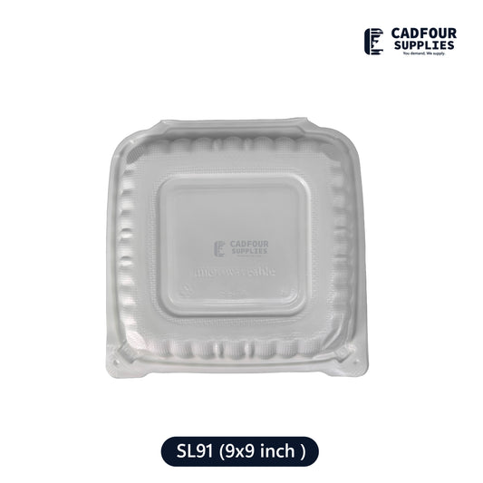 9x9 Plastic Hinged Lid Containers 1 Compartments-SL91