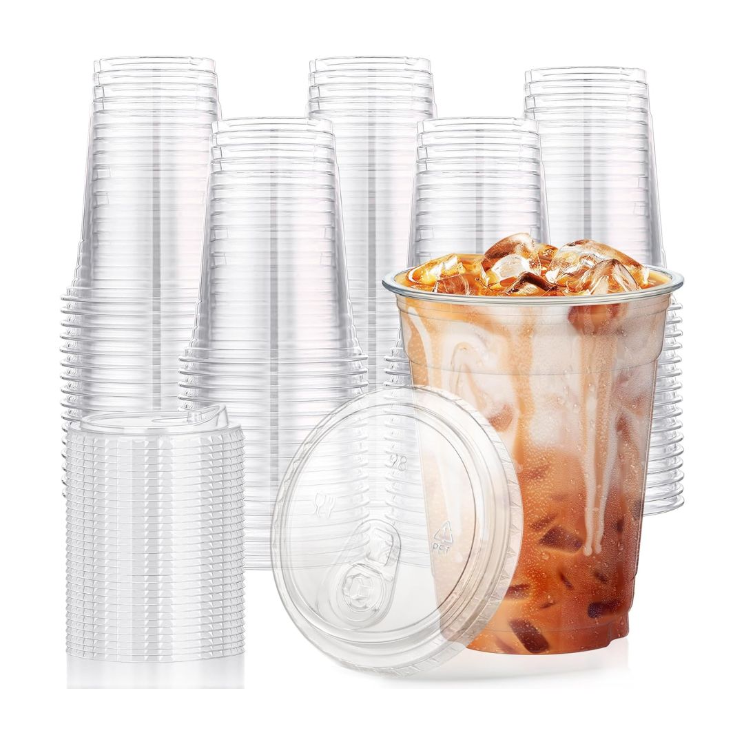 20 oz plastic cups, PET cups, clear cups, disposable cups, iced coffee cups, smoothie cups, bubble tea cups, restaurant beverage cups, catering cups, Cadfour Supplies