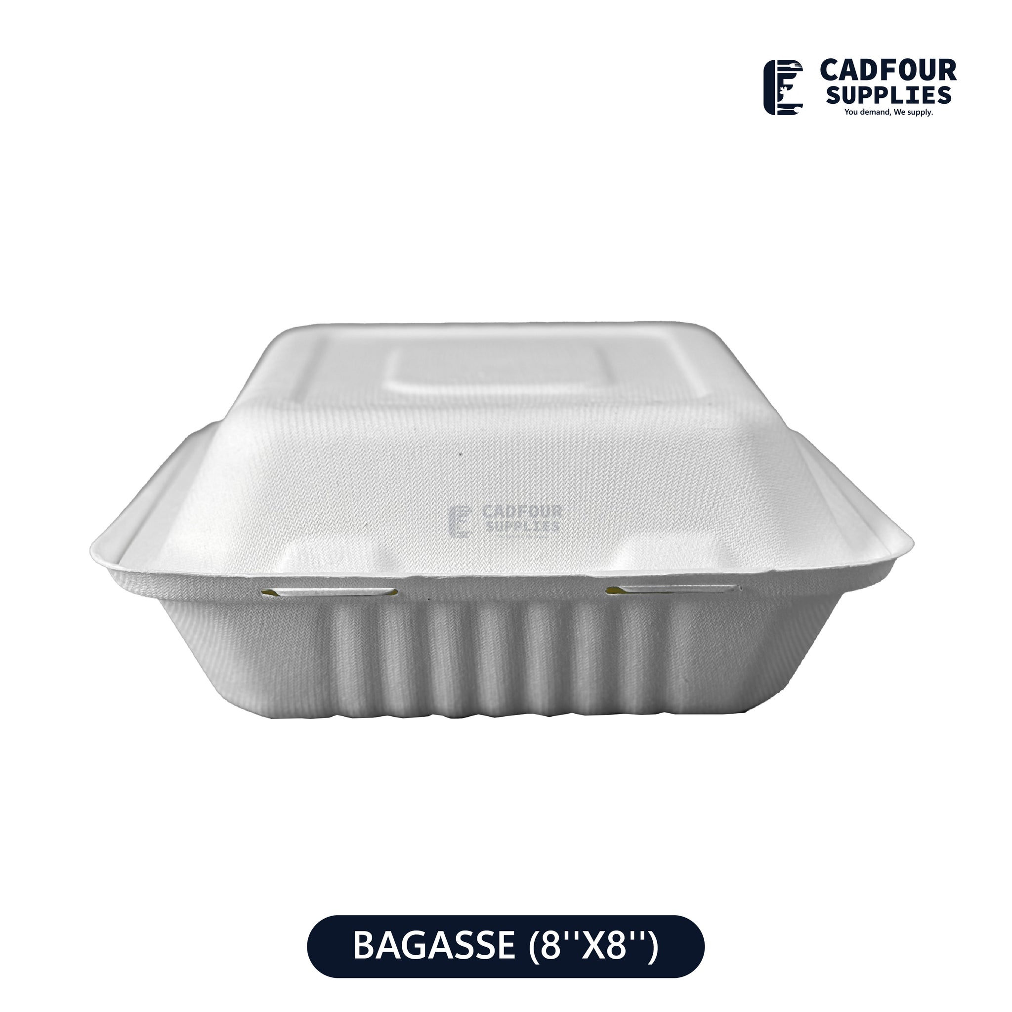 8x8 Bagasse Clamshell  Containers 1 Compartment