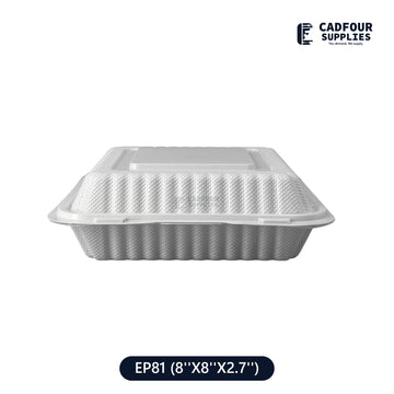 8x8 Plastic Hinged Connected Lid Containers-LR EP81