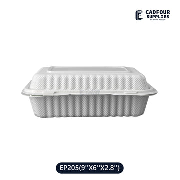 9x9 Bagasse Clamshell  Containers 3 Compartments
