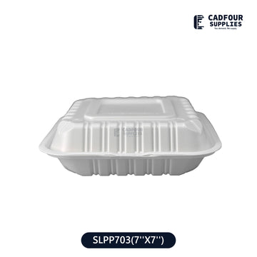 7x7 Plastic Hinged Lid Containers 3 Compartments-SLPP 703
