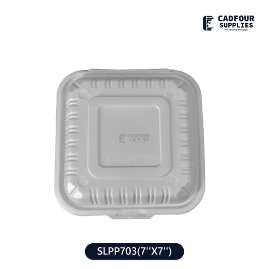 7x7 Plastic Hinged Lid Containers 3 Compartments-SLPP 703