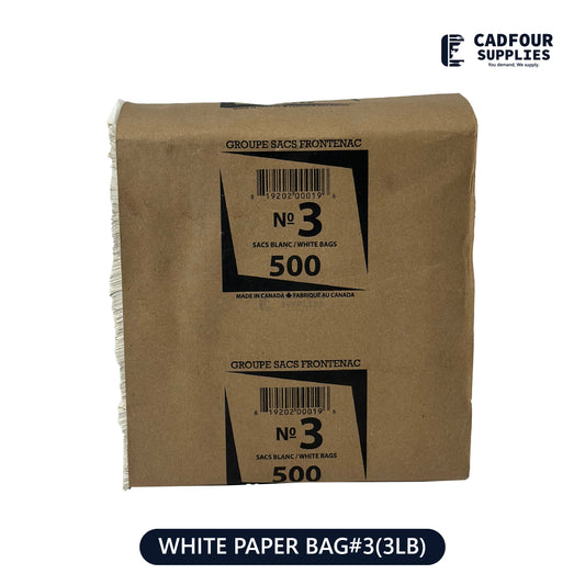 No 3 White Handleless Paper Bags