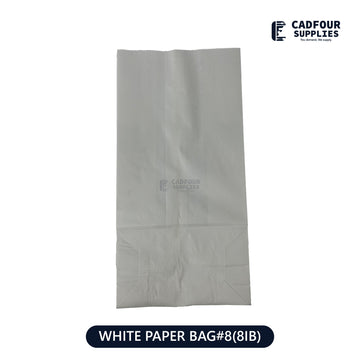 No 8 White Handleless Paper Bags