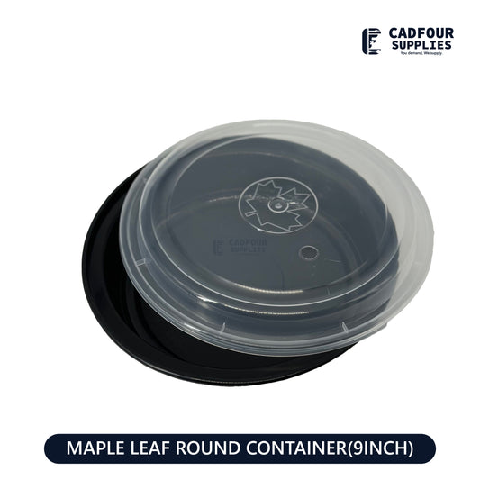 9'' Round Containers W/ Clear Lid MAPLE LEAF