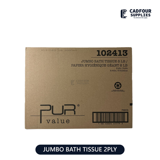 White Bathroom Tissue Jumbo Rolls - Pur Value