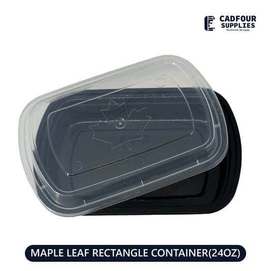 24oz Rectangular Containers W/ Clear Lid-L924 MAPLE LEAF