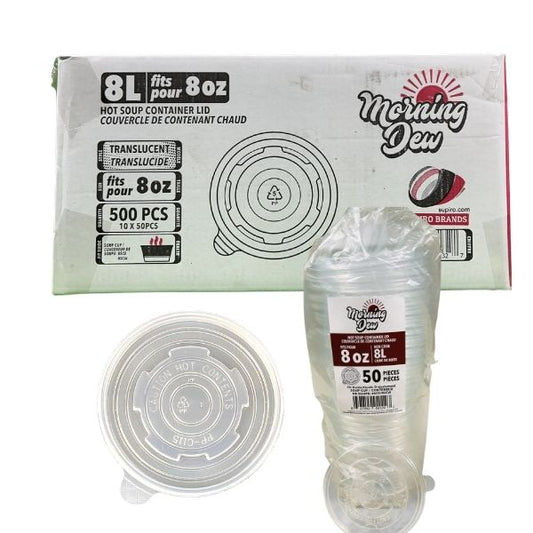 Translucent polypropylene lids for 8oz hot soup containers 500 pack