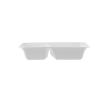 White Microwaveable Rectangle 24oz 2 Comp Container Hotpack