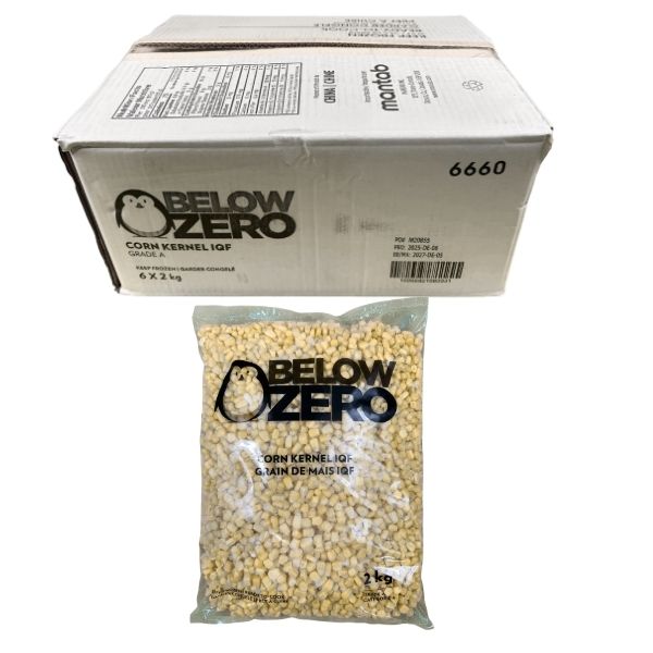 Below Zero frozen IQF corn kernels 2kg Grade A sweet corn