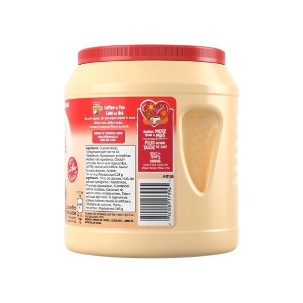 Front view of Coffee Mate Original 450g powder creamer with easy