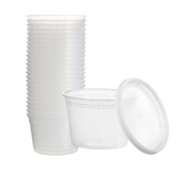 Box of 200 Eco-Craze 25oz (750ml) Round Kraft Paper Containers.