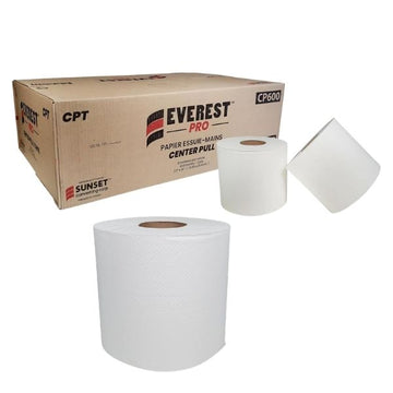 Everest Pro Center Pull Towel,6 Rolls of 2-Ply Hand Towels, 600 Sheets Per Roll (CP600)