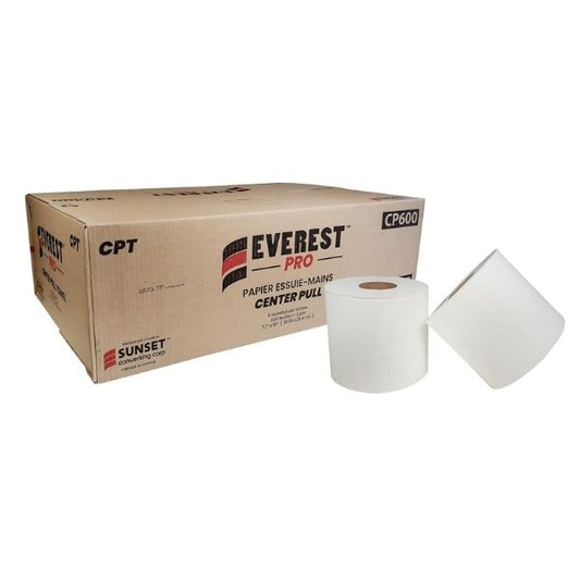 Everest Pro Center Pull Paper Towels – 2 Ply, 600 Sheets/Roll (6 Rolls Case)