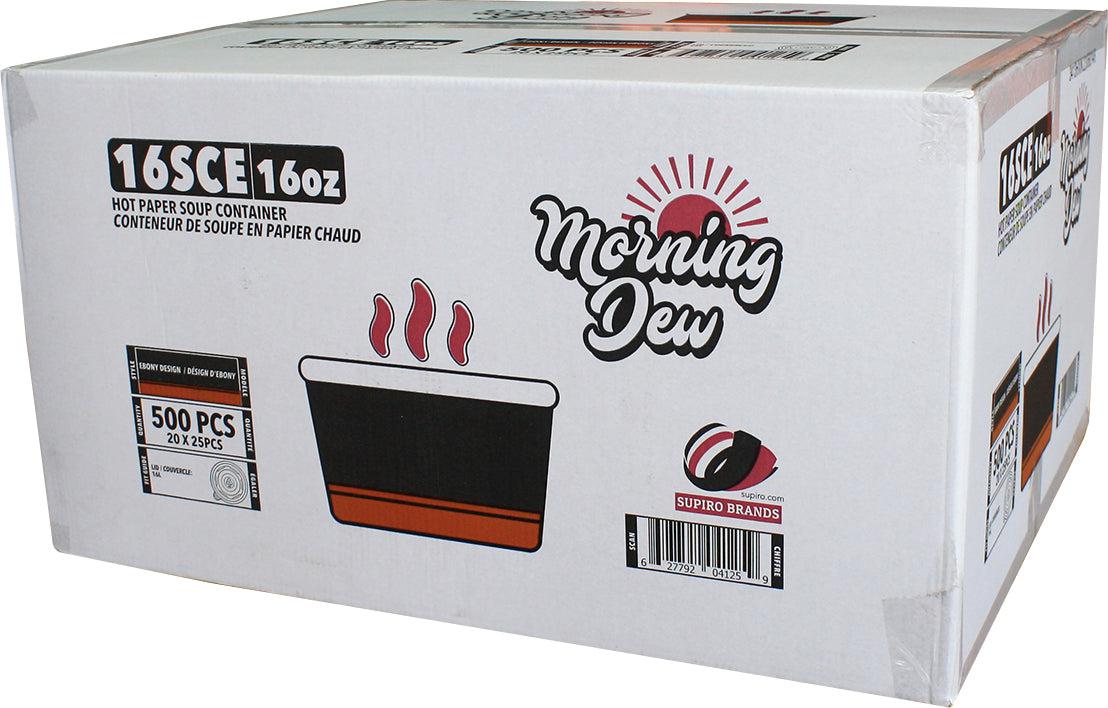 Morning Dew 16oz ebony print paper soup cup
