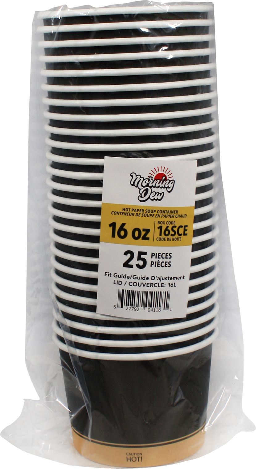 Morning Dew 16oz ebony print paper soup cup