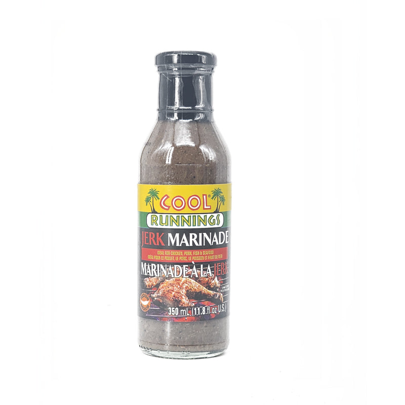Bottle of Cool Runnings jerk marinade on a white background